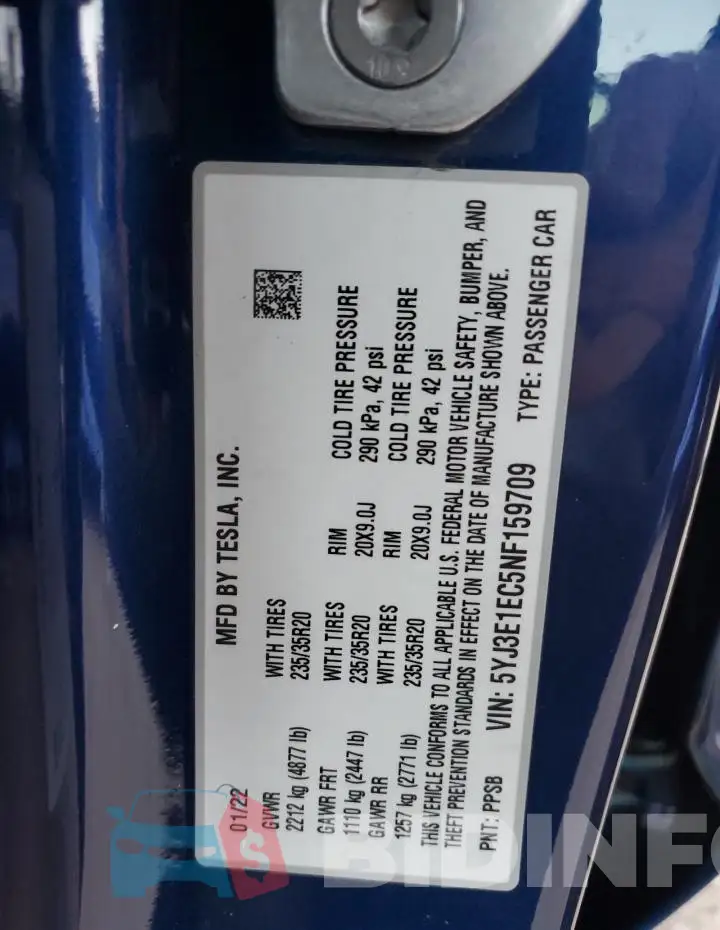5YJ3E1EC5NF159709 Photo# 12