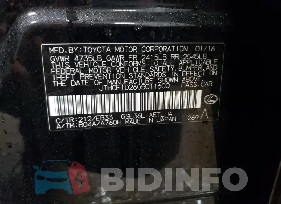 JTHCE1D26G5011600 Photo# 13