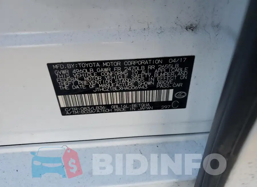 JTHCZ1BLXHA006943 Photo# 13