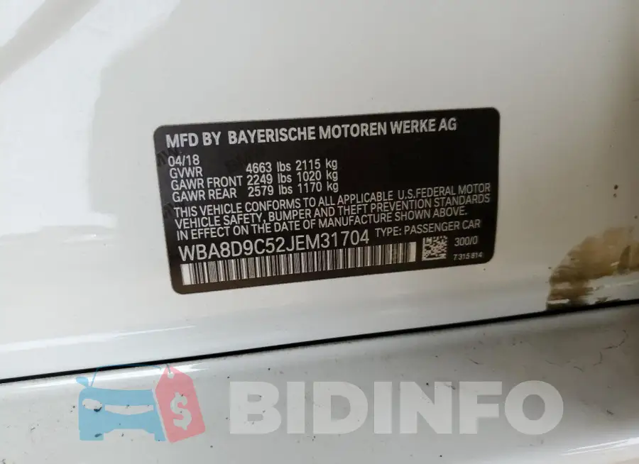 WBA8D9C52JEM31704 Photo# 12