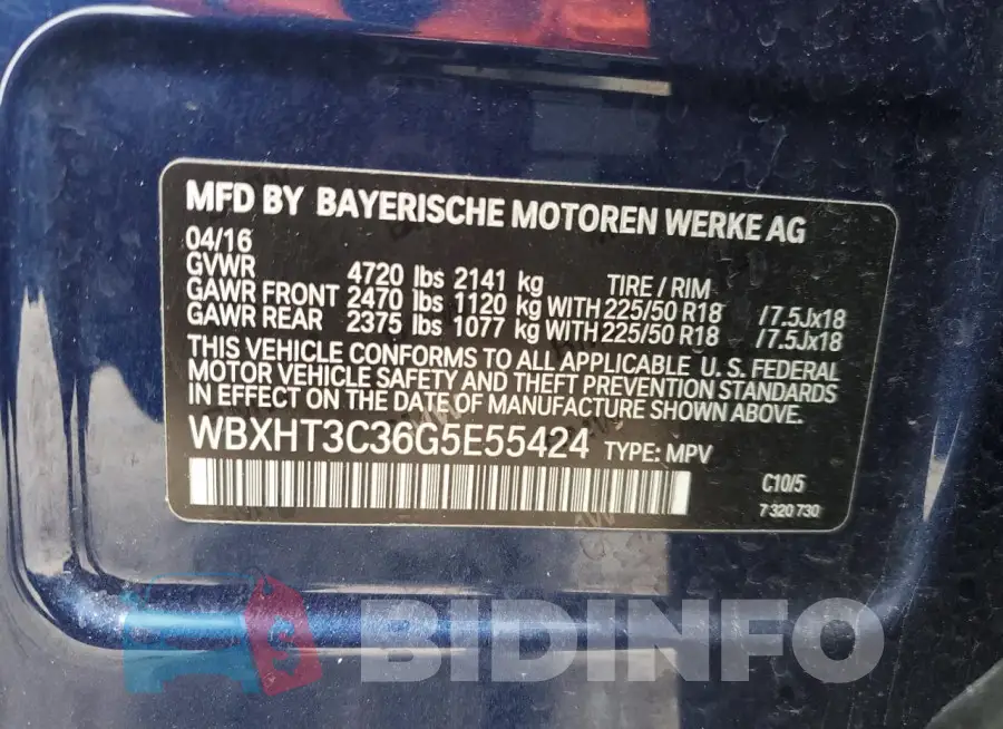 WBXHT3C36G5E55424 Photo# 13