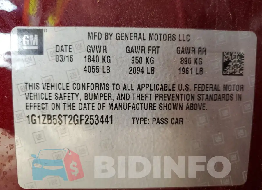 1G1ZB5ST2GF253441 Photo# 12
