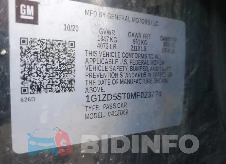 1G1ZD5ST0MF023774 Photo# 13