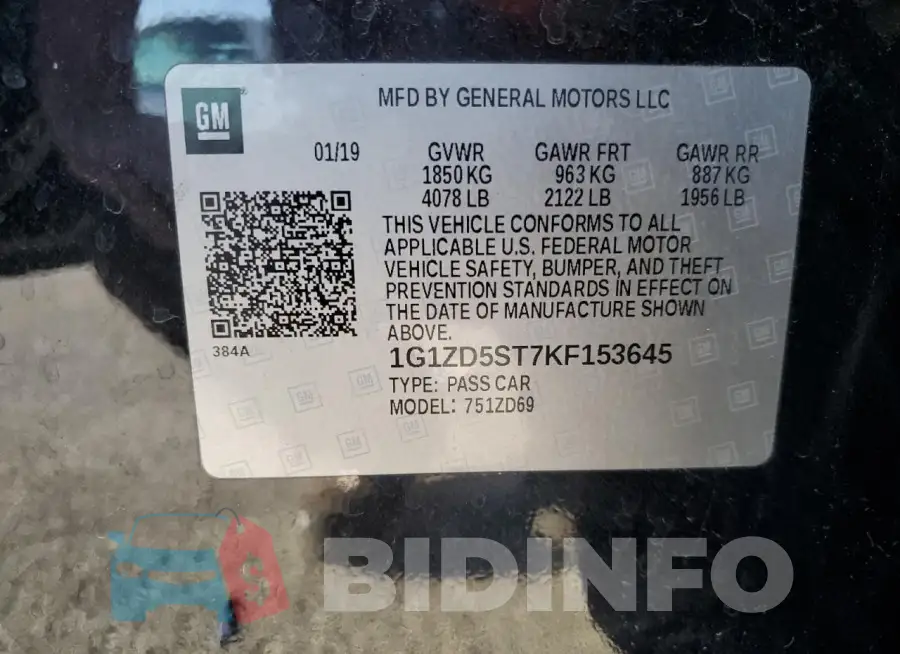 1G1ZD5ST7KF153645 Photo# 12