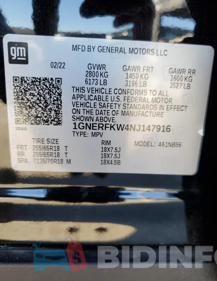 1GNERFKW4NJ147916 Photo# 14