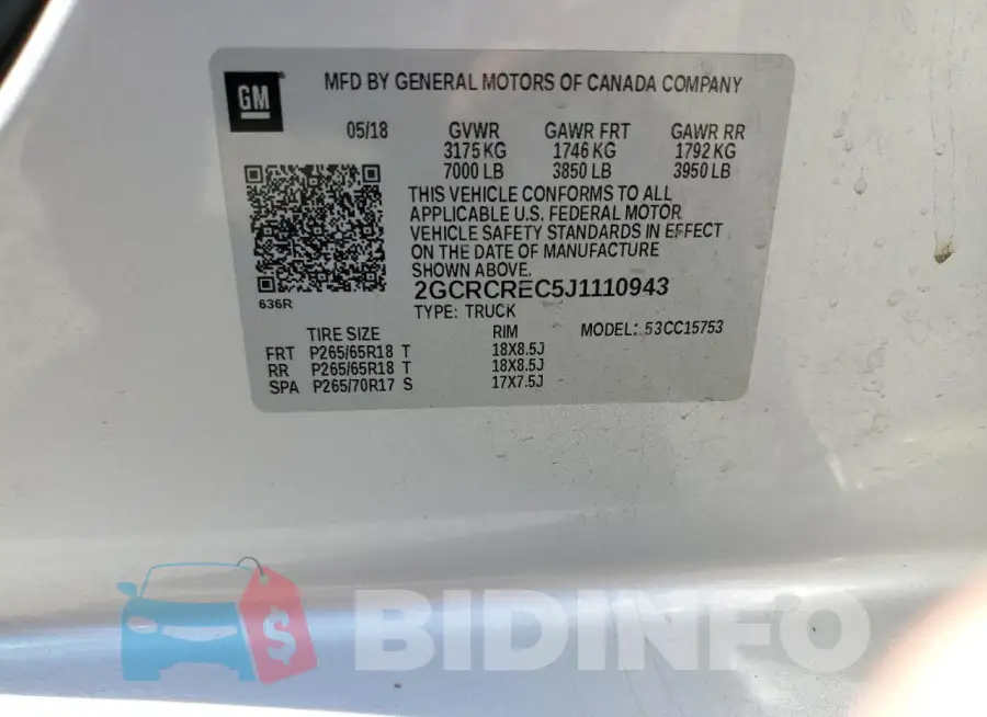 2GCRCREC5J1110943 Photo# 12