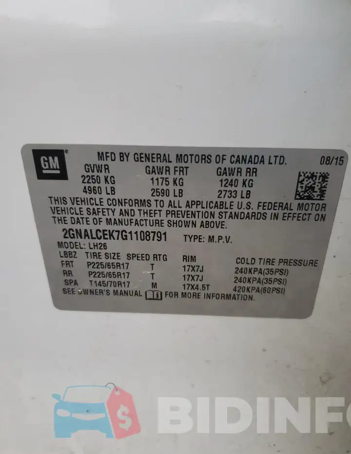 2GNALCEK7G1108791 Photo# 12