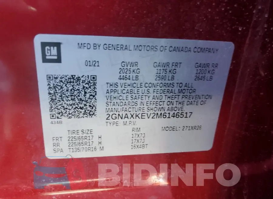 2GNAXKEV2M6146517 Photo# 13