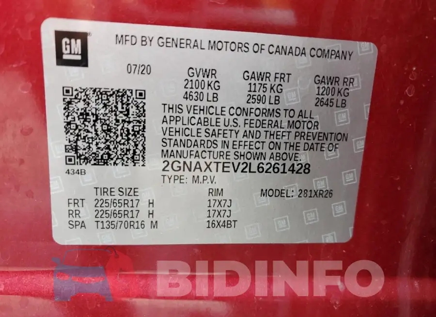 2GNAXTEV2L6261428 Photo# 13