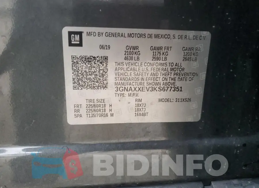 3GNAXXEV3KS677351 Photo# 14