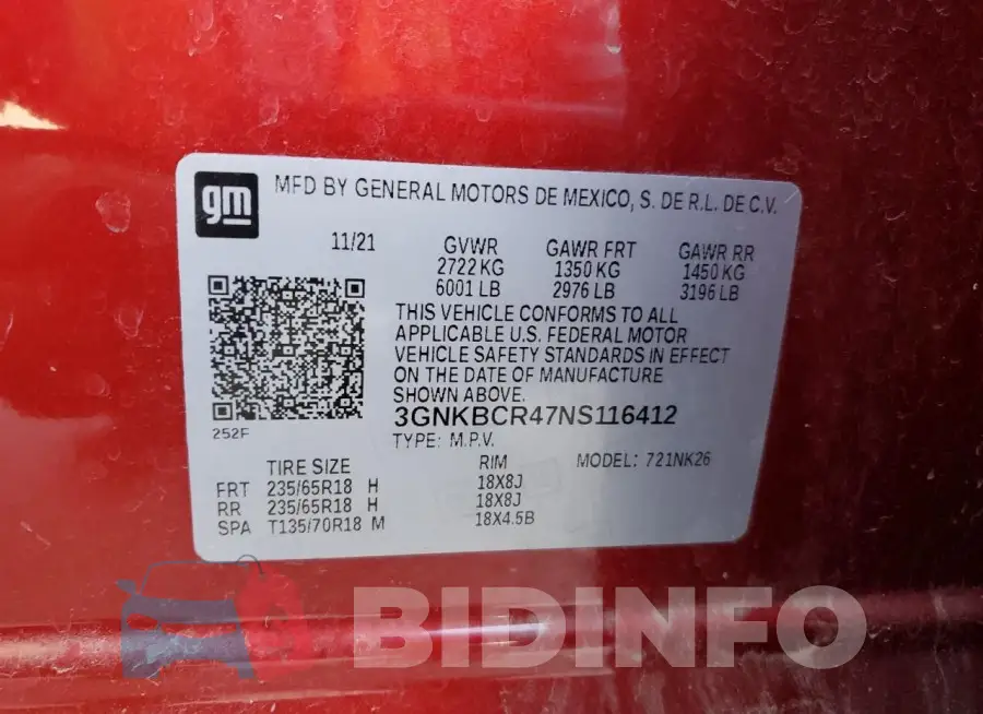 3GNKBCR47NS116412 Photo# 13