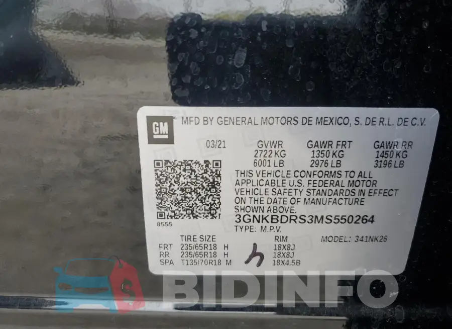 3GNKBDRS3MS550264 Photo# 13