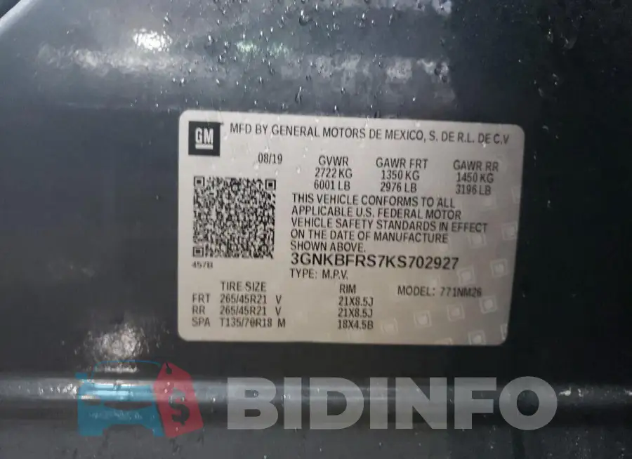 3GNKBFRS7KS702927 Photo# 12