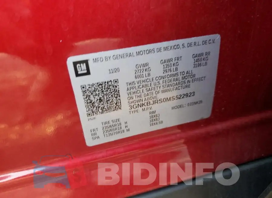 3GNKBJRS0MS522923 Photo# 12