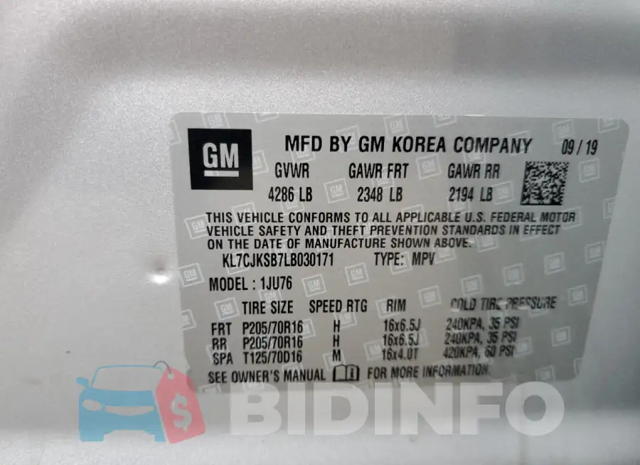 KL7CJKSB7LB030171 Photo# 13
