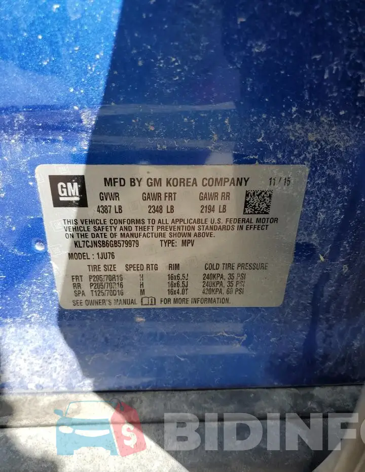 KL7CJNSB6GB579979 Photo# 14