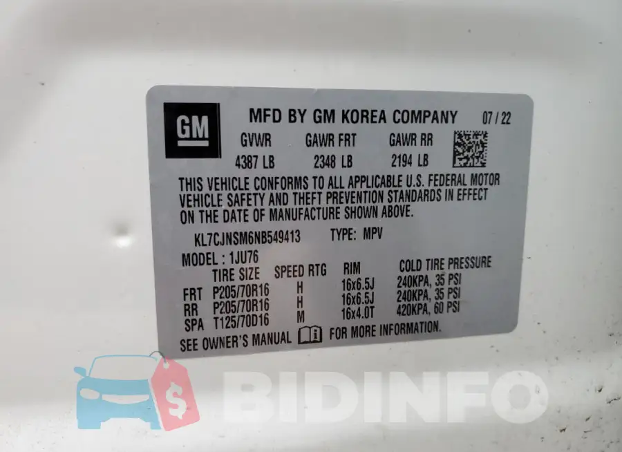 KL7CJNSM6NB549413 Photo# 13