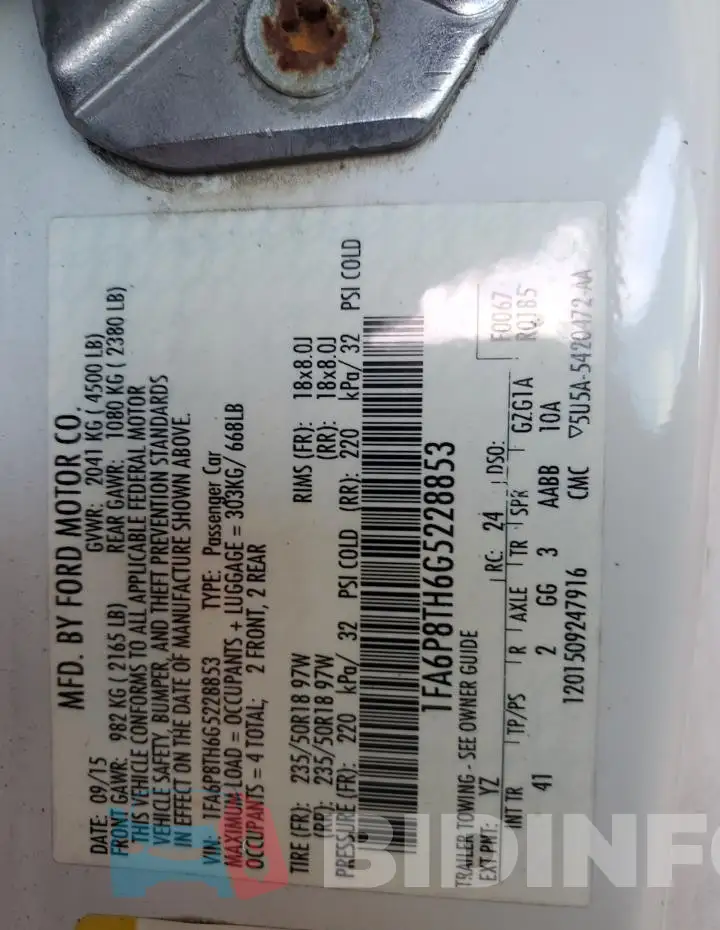 1FA6P8TH6G5228853 Photo# 12