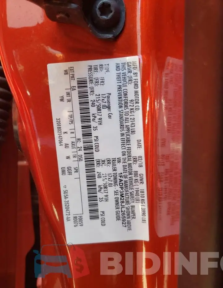 1FADP3M28JL265927 Photo# 13
