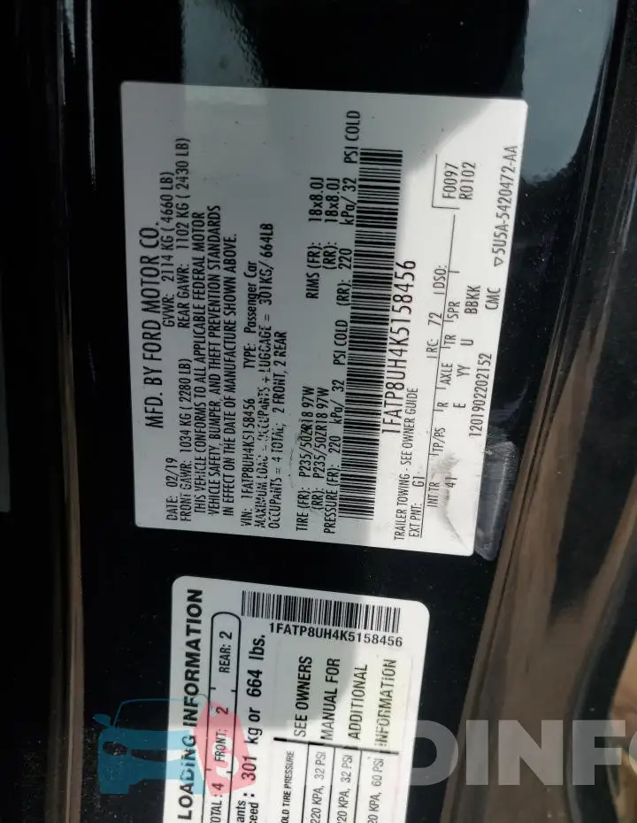 1FATP8UH4K5158456 Photo# 12