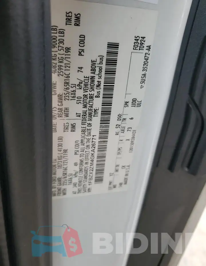 1FBZX2ZM4GKA26771 Photo# 13