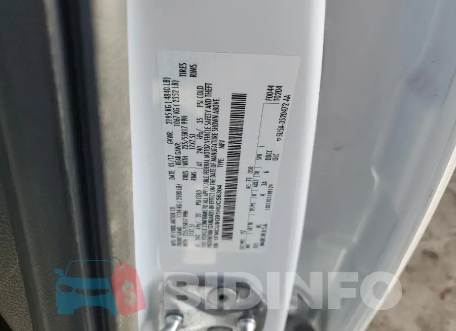 1FMCU9G91HUC56304 Photo# 13