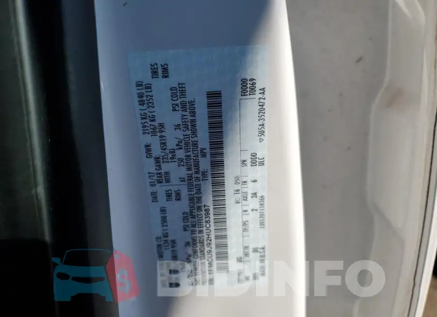 1FMCU9J92HUC83987 Photo# 12