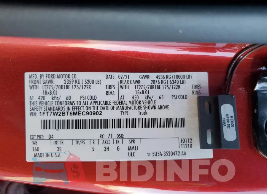 1FT7W2BT6MEC90902 Photo# 12