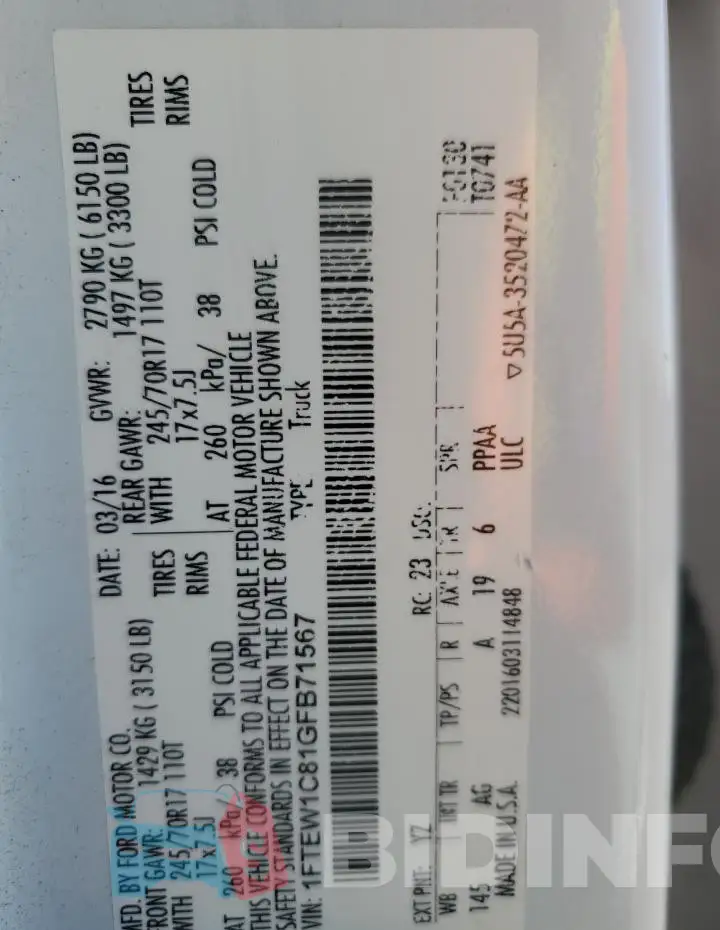 1FTEW1C81GFB71567 Photo# 14