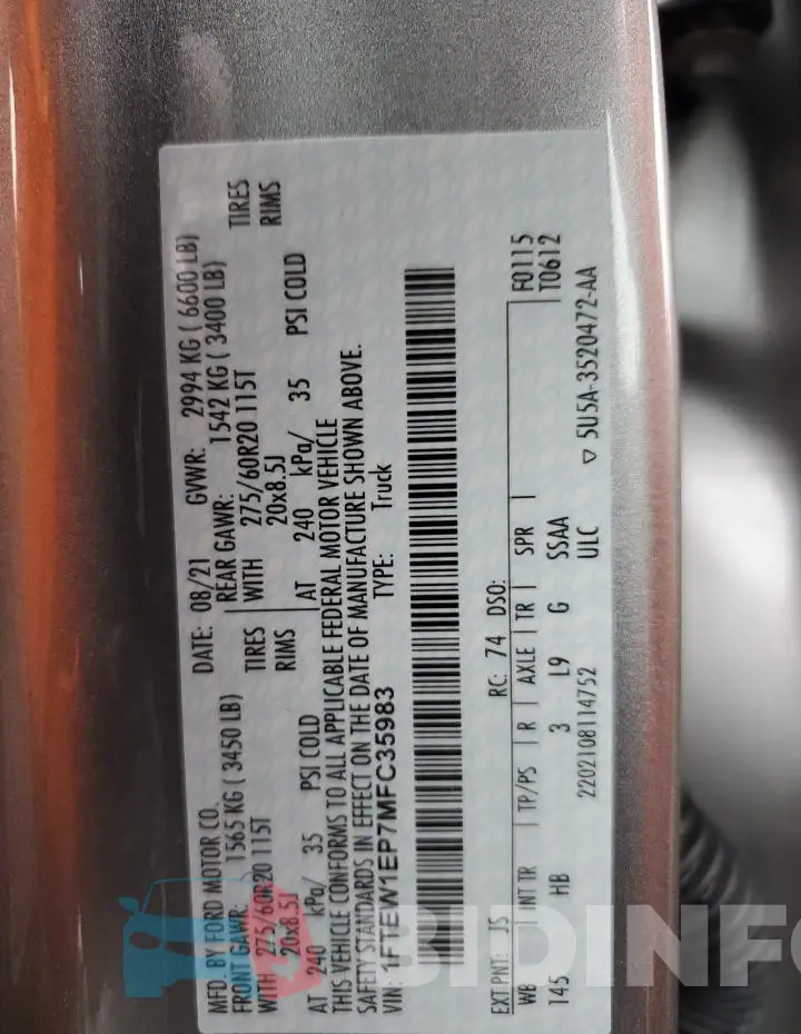 1FTEW1EP7MFC35983 Photo# 12