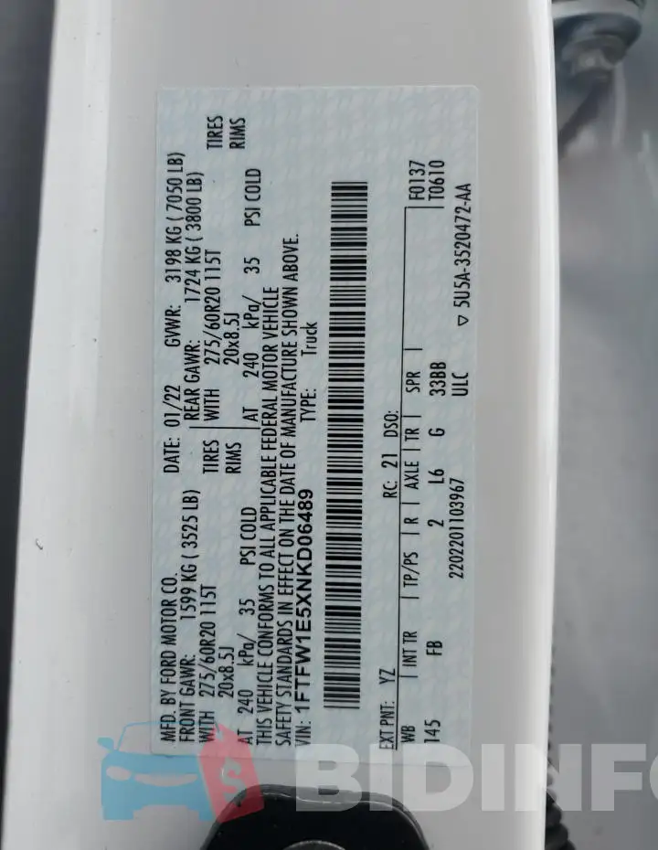 1FTFW1E5XNKD06489 Photo# 12