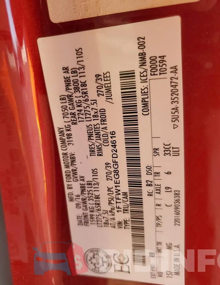 1FTFW1EG8GFD24616 Photo# 12