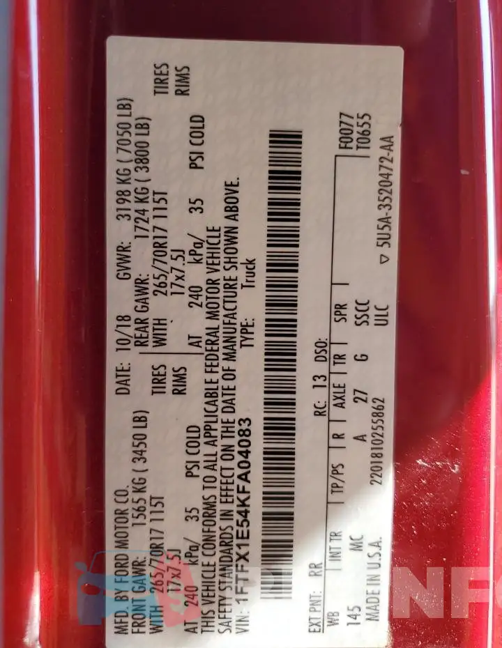 1FTFX1E54KFA04083 Photo# 12