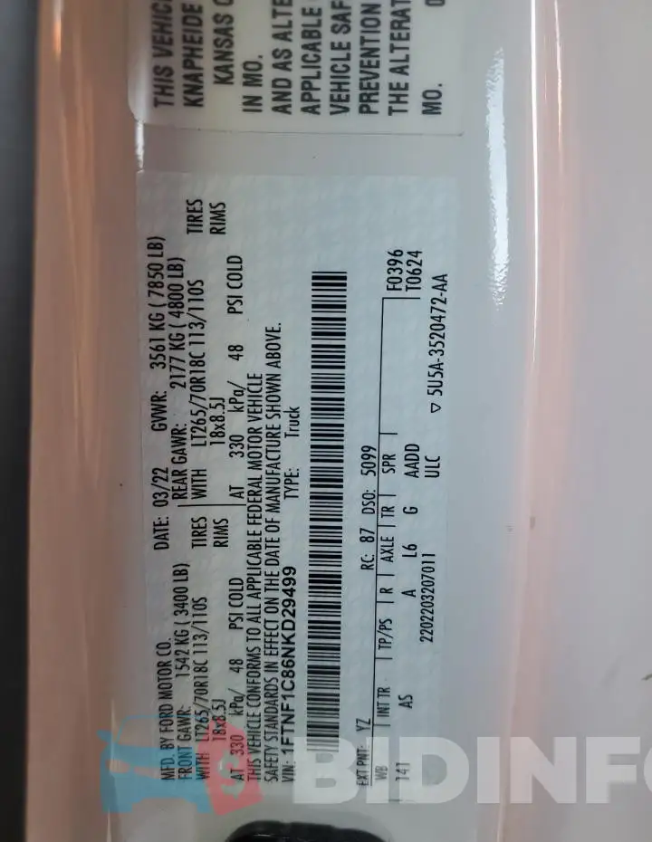 1FTNF1C86NKD29499 Photo# 12