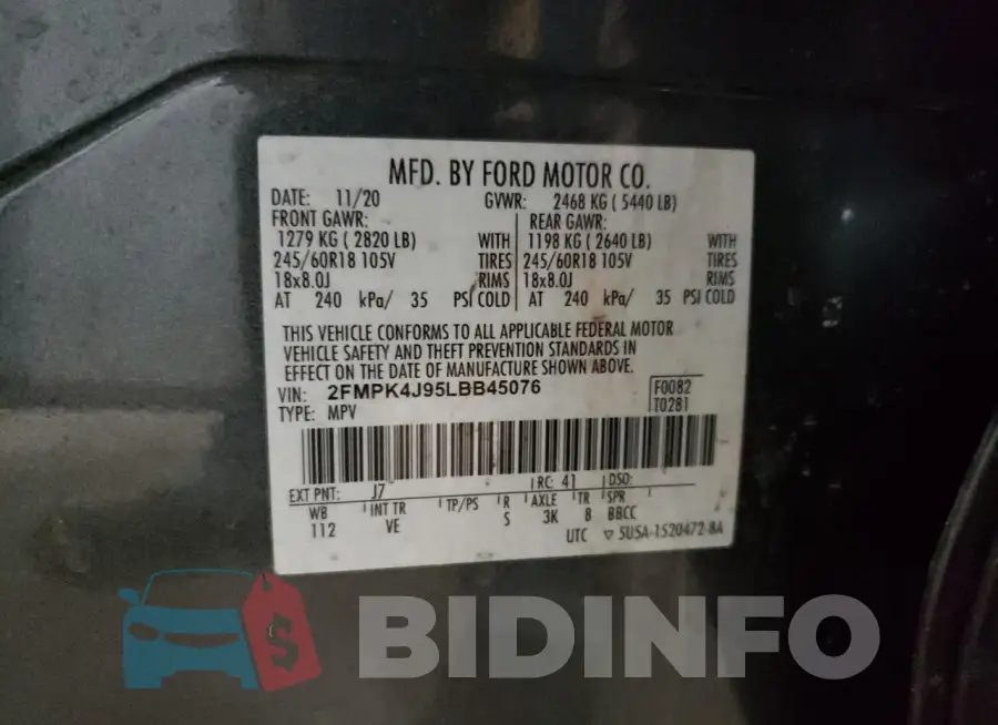 2FMPK4J95LBB45076 Photo# 13