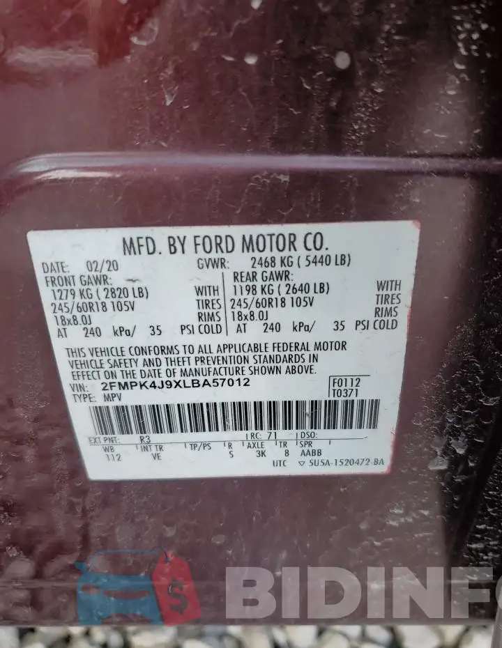 2FMPK4J9XLBA57012 Photo# 13