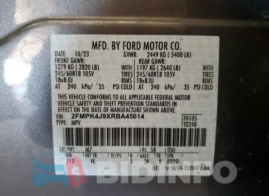 2FMPK4J9XRBA45614 Photo# 13