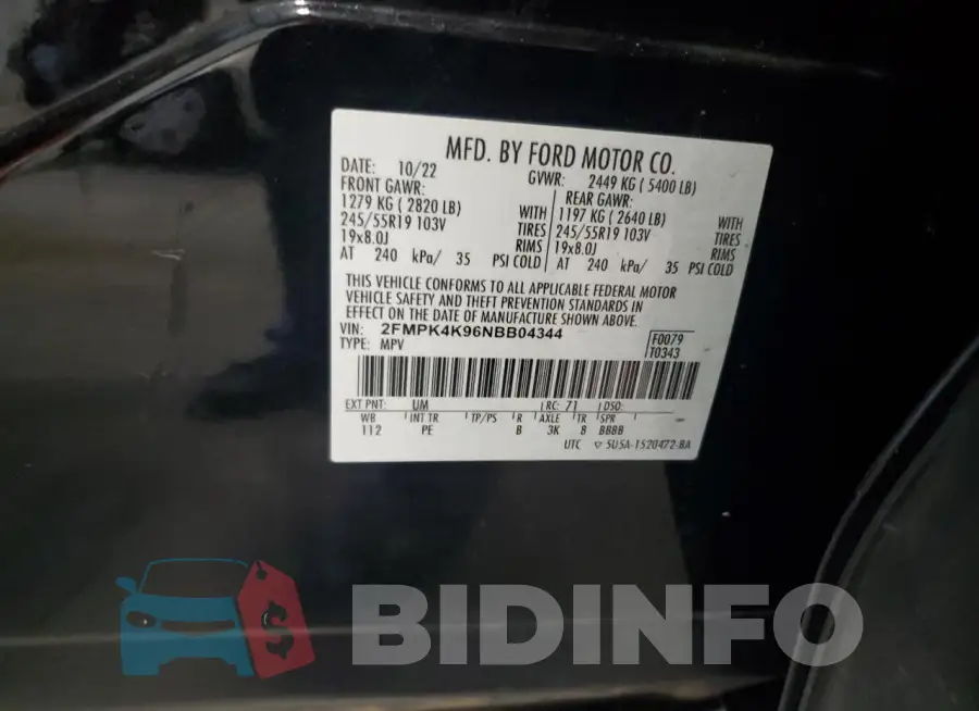 2FMPK4K96NBB04344 Photo# 13