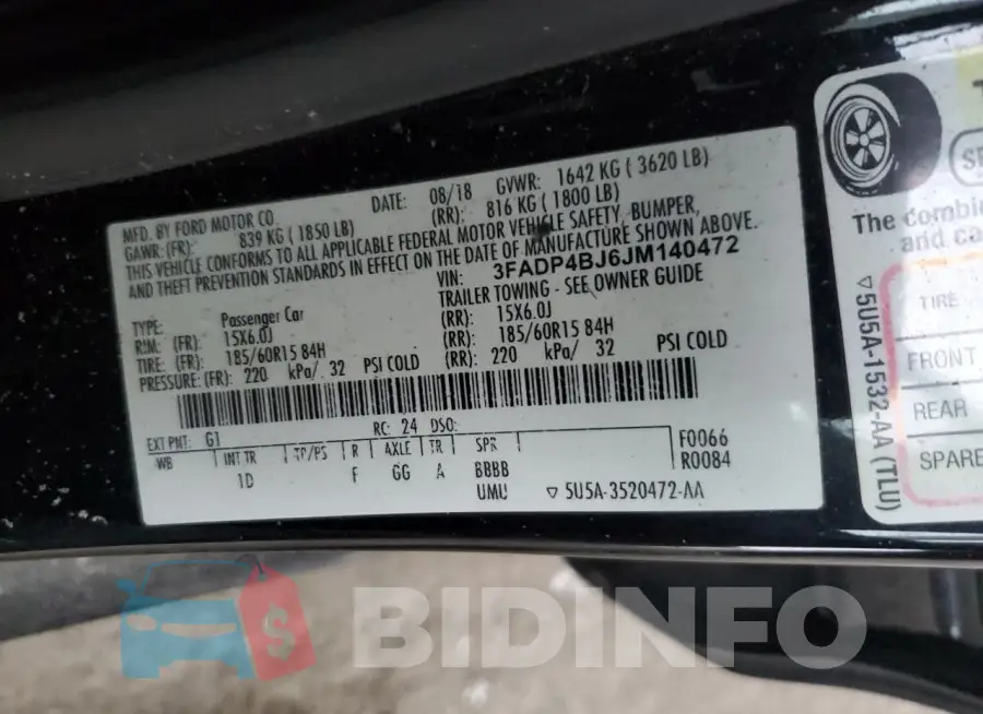 3FADP4BJ6JM140472 Photo# 12