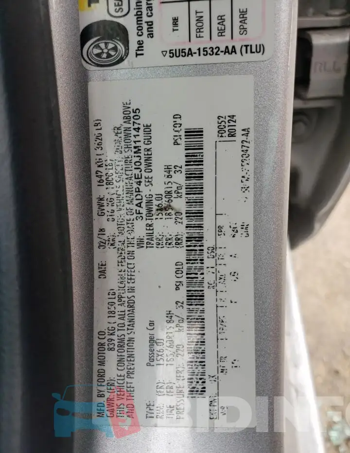 3FADP4EJ0JM114705 Photo# 12