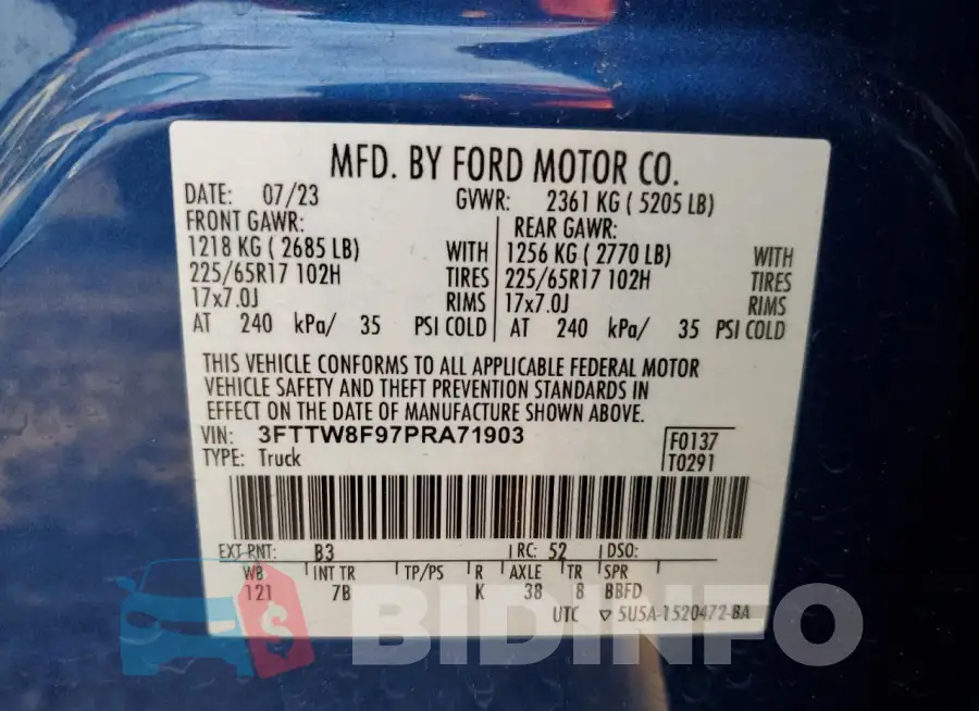 3FTTW8F97PRA71903 Photo# 13