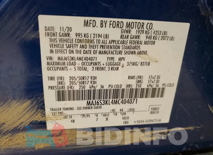 MAJ6S3KL4MC404071 Photo# 14