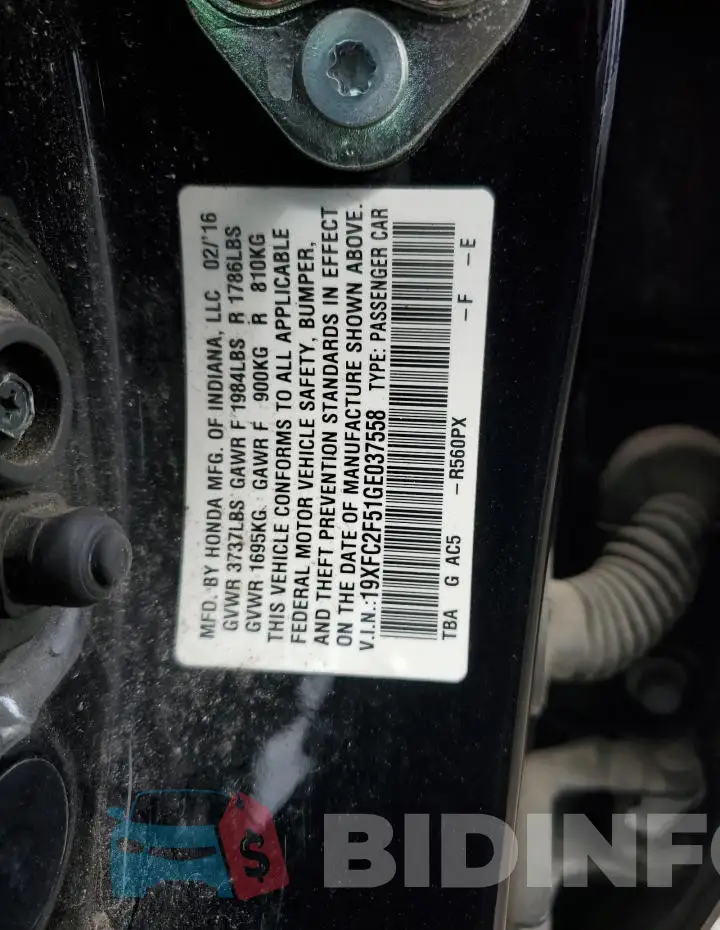19XFC2F51GE037558 Photo# 12