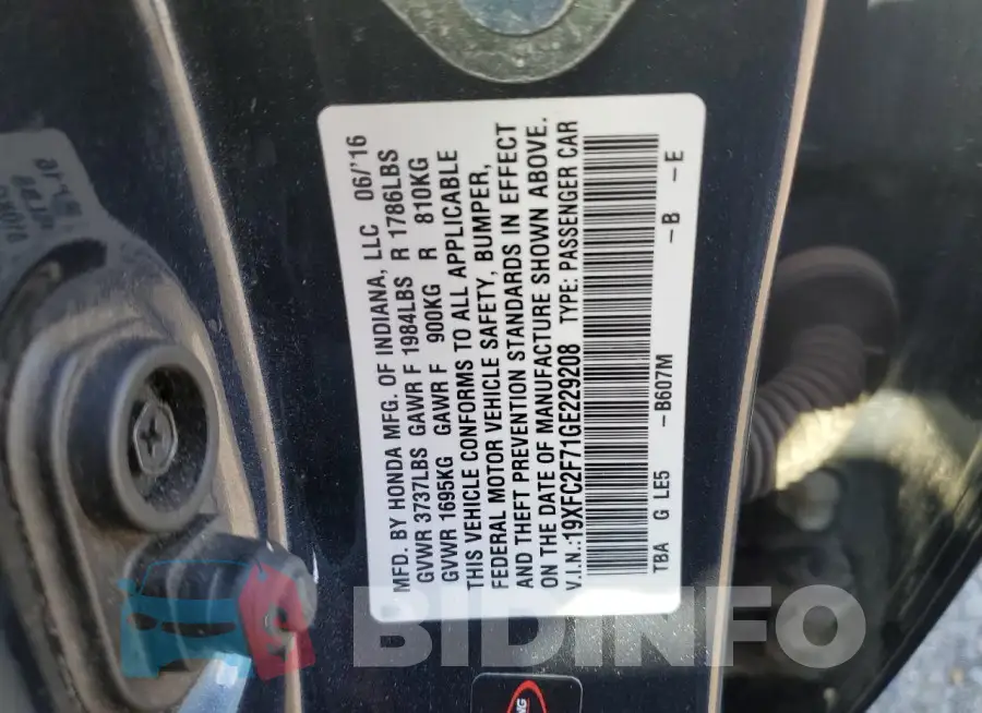 19XFC2F71GE229208 Photo# 13