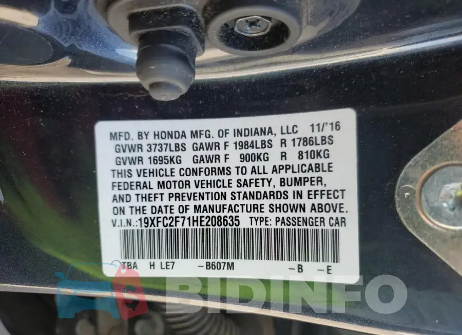 19XFC2F71HE208635 Photo# 12