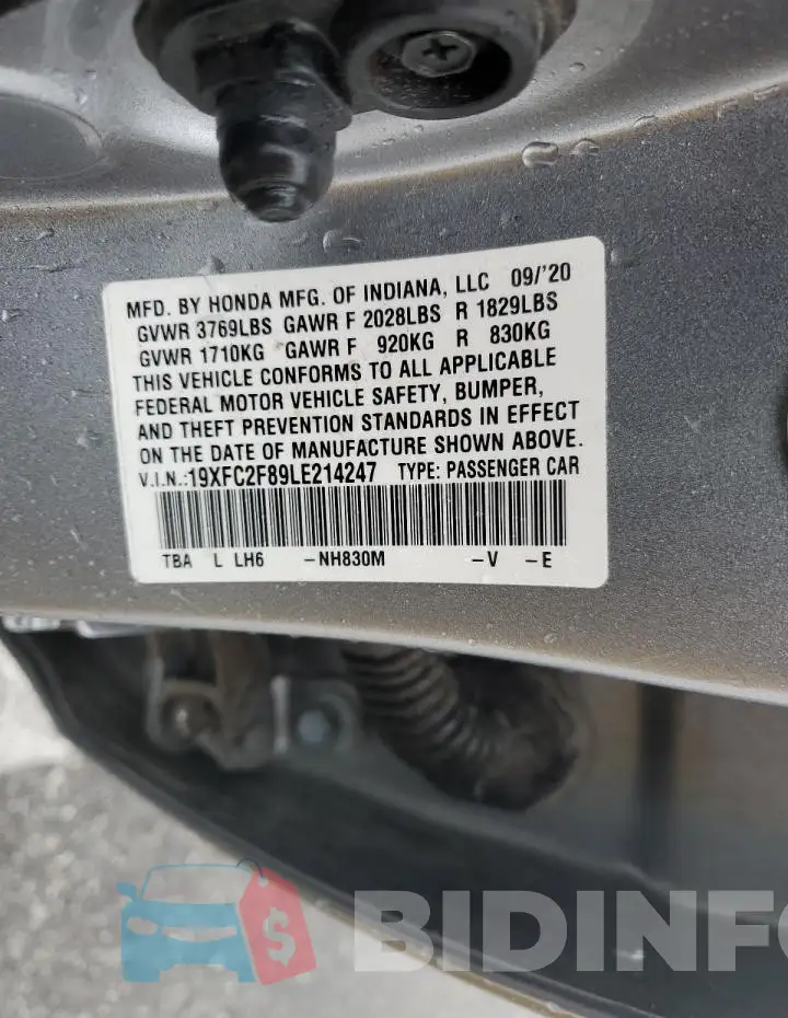 19XFC2F89LE214247 Photo# 12