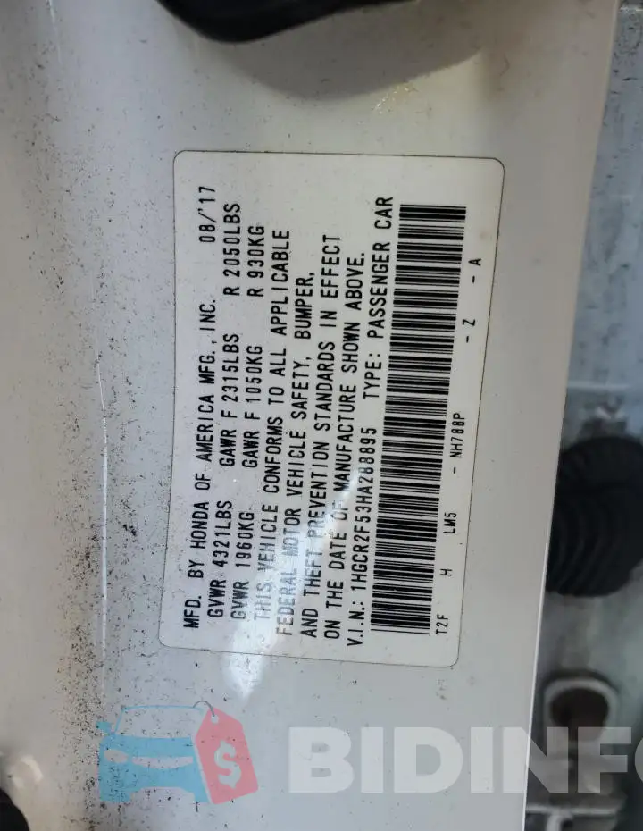 1HGCR2F53HA288895 Photo# 12