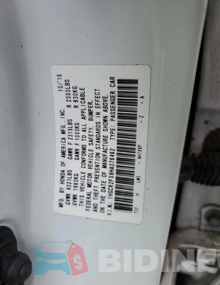 1HGCR2F58HA076462 Photo# 13