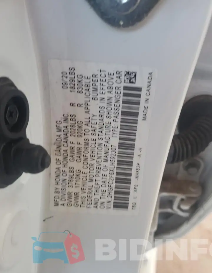 2HGFC2F6XLH592307 Photo# 12