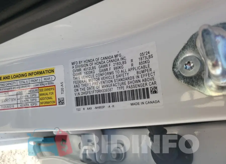 2HGFE1F70RH339387 Photo# 12